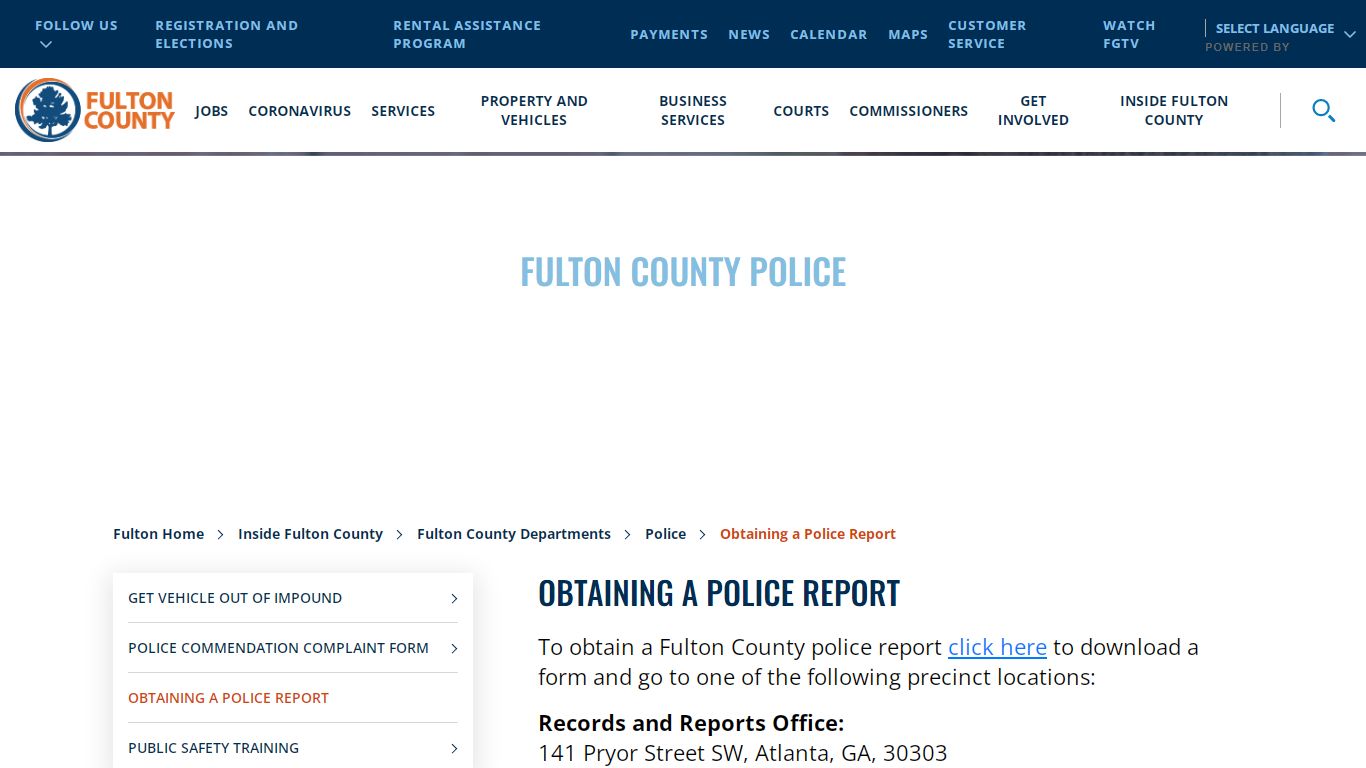 Obtaining a Police Report - Fulton County, Georgia